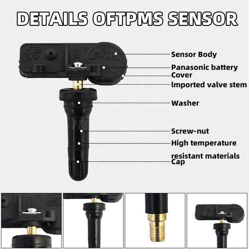 TPMS 315MHz Set of 4 Tire Pressure Monitoring Sensor For Fiat 500C 500E 500L - Picture 5 of 10