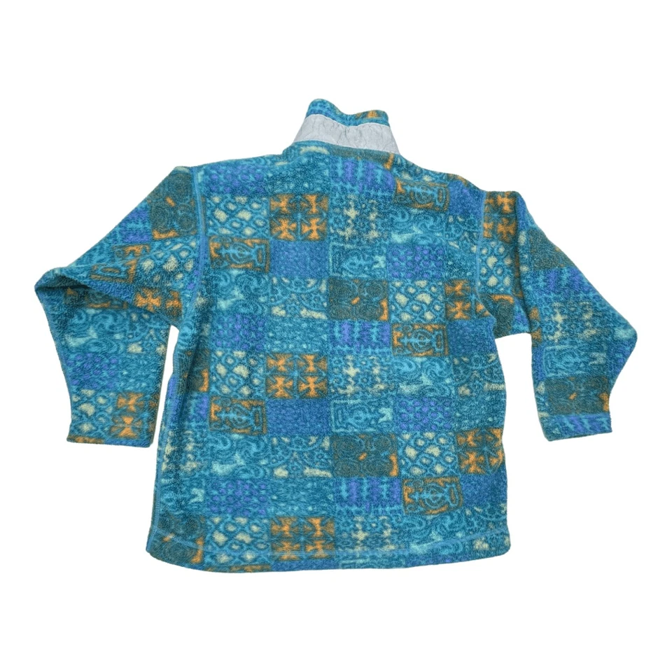 Patagonia Sweater Kids Printed Half Zip Mock Neck Fleece Synchilla Blue Sz 14 - Image 3 of 4