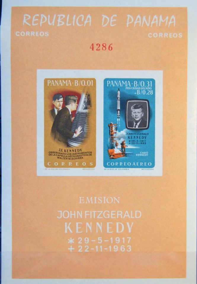 PANAMA 1965 Block 41 John F. Kennedy JFK US Präsident Rakete Raumfahrt Space MNH - Bild 1 von 1