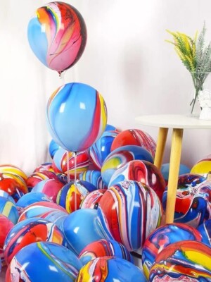 30/15/7 REGENBOGEN PARTY LUFTBALLONS FUNKY FARBIG MARMOR EFFEKT DEKO GEBURTSTAG