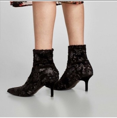 black sequin ankle boots