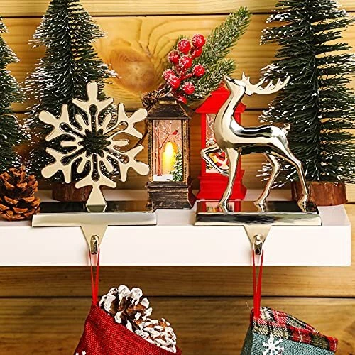 4 Set Stocking Holders for Mantle Christmas Stocking Holder with