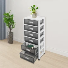 Large 6-Drawer Desktop Organizer with Open Tray Top, for Desk Organizer, Black