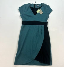 Maeve Slipshade dress womens Large turquoise tulip hem stretch midi babydoll