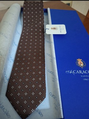 Handgefertigte italienische Seidenkrawatte 8,5 cm - Luxus Herren Krawatte Cravatta Caracciolo