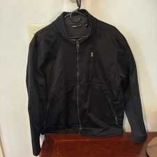 Swiss Tech Soft Shell Jacket Mens Large Black Full Zip Windproof Fleece Lined