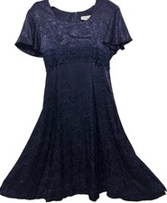 Jody California Dress 7 Blue Brocade Floral LaceUp Corset Back Vintage Retro Y2K