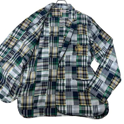 BEAMS HEART Green Check Cotton L Tailored Jacket Blazer unbenutzt Near Mint