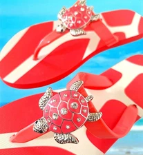 Sea Turtle Flip Flops Women Size 9/10 Sandel Shoe Encore Aloha Island Beach New