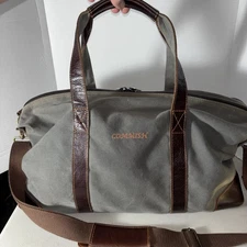 LINKS AND KINGS  DUFFEL  DUFFLE BAG WAXED CANVAS & LEATHER Monogramed “Commish”