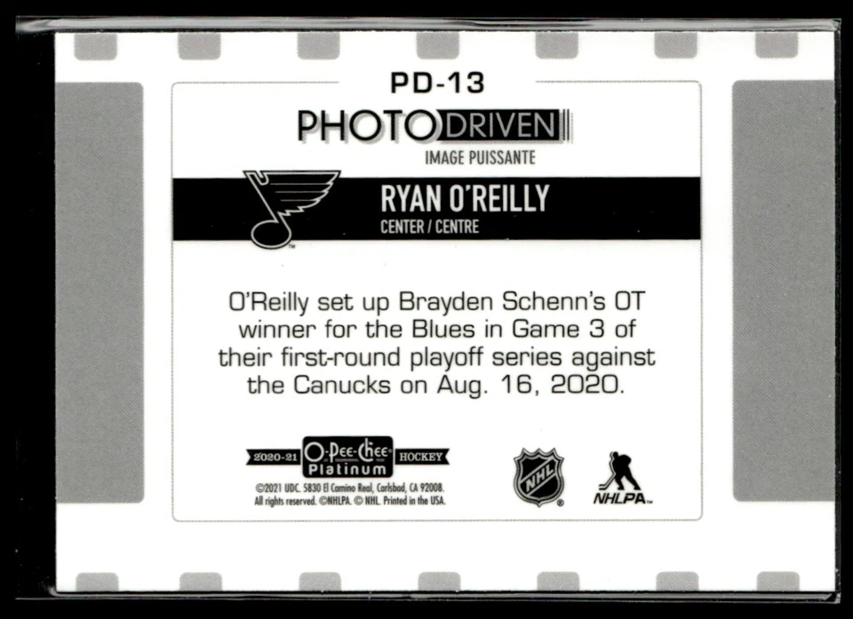 2020-21 O-Pee-Chee Platinum Photo Driven Ryan O'Reilly #PD-13 - Image 2 of 2