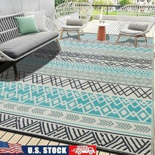 Reversible Waterproof Outdoor Plastic Straw Rug Camping Garden Pool BBQ RV Beach