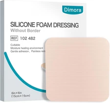 Silicone Foam Dressing without Border - 6"X 6" Highly Absorbent Adhesive Bandage