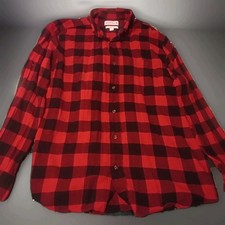 Buffalo Check Saddlebred Mens Flannel Shirt Size L Red Black Button Up Hike Warm