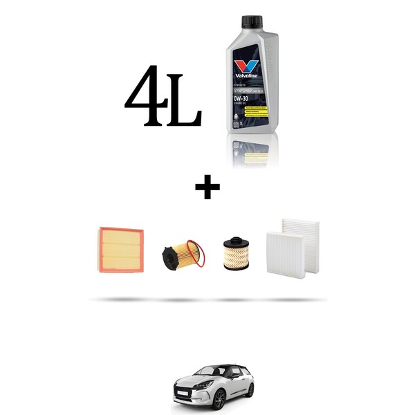 Hoffcar Servicekit 4 Filter Und 4L ÖL FüR Ds3 1.6 Bluehdi 85Kw Ab 2014-image