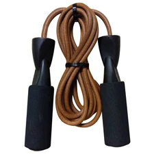 9-foot leather jump rope with foam handles