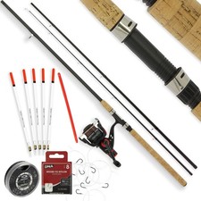 Match Float Fishing 11ft Rod Cork Handle And Rear Drag Reel Set + Line Tackle