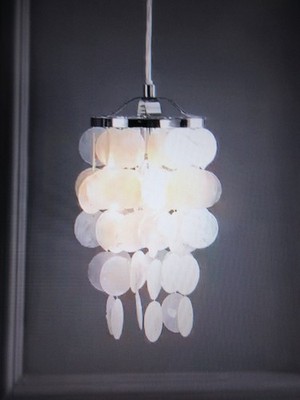 Jonathan Y Cayla 1-Light 7 in. White/Chrome Seashell Chandelier Pendant