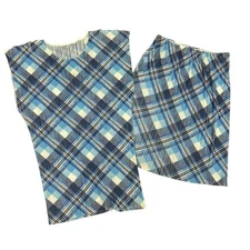 ISSEY MIYAKE Set up Blue Check Pattern Sleeveless Top & Skirt Size 4 & 3