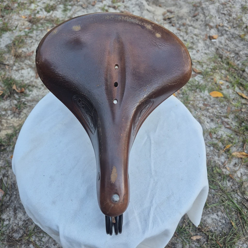 Asiento Springer de bicicleta de cuero Phat Saddle vintage Foto 3 de 4
