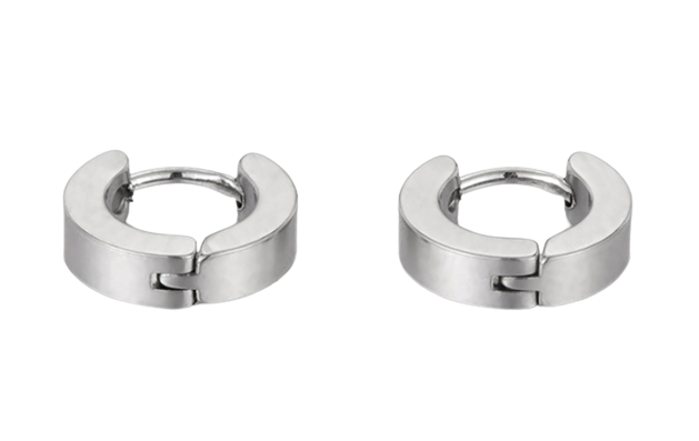 JewelryWe Orecchini a Cerchio da Uomo Donna: Orecchini Cubici Huggie Rotondi Piccoli,in Acciaio Inossidabile,Idee Regalo