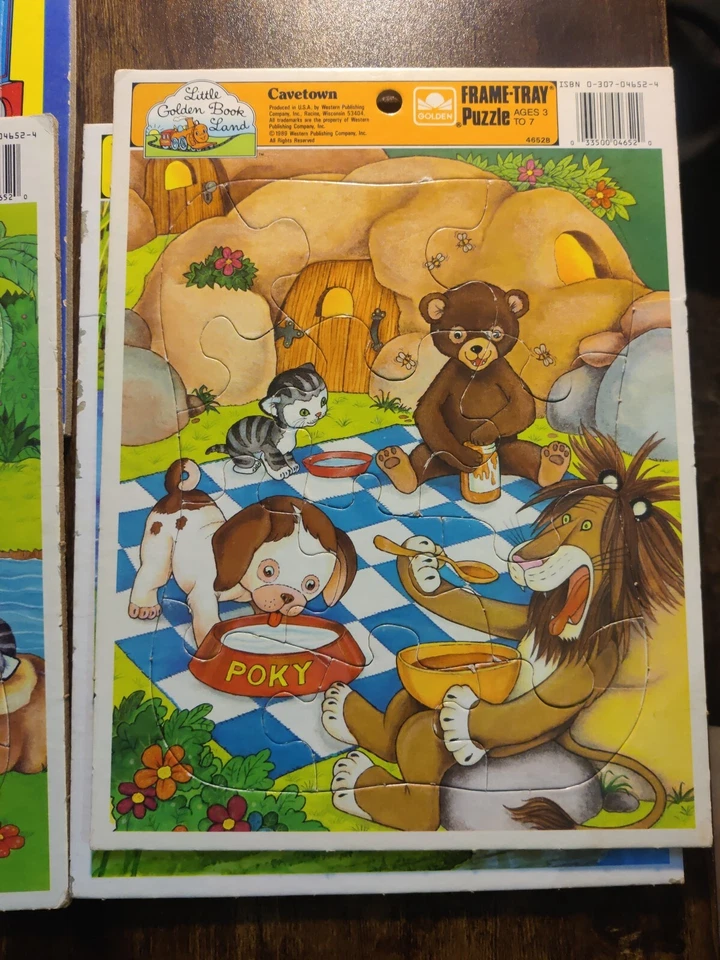 4X Little Golden Book Puzzle Land Vintage Cavetown Frame Tray Various EUC Thomas - Image 4 of 4