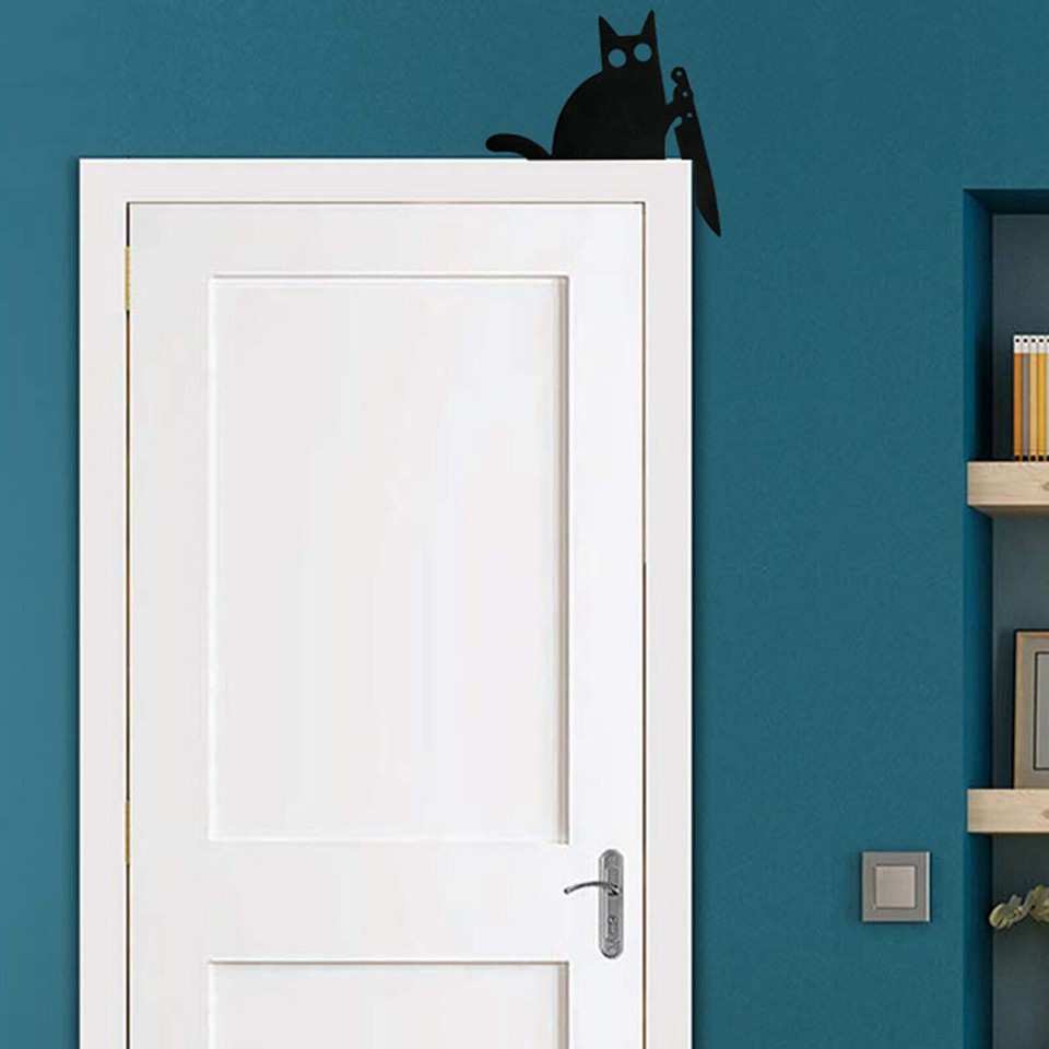 Halloween Black Cat Metal Door Topper Decoration Door Corner Window