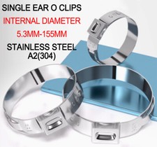 Single Ear O Clips Plus 304 Stainless Steel Air Water Pipe Hose Clamps