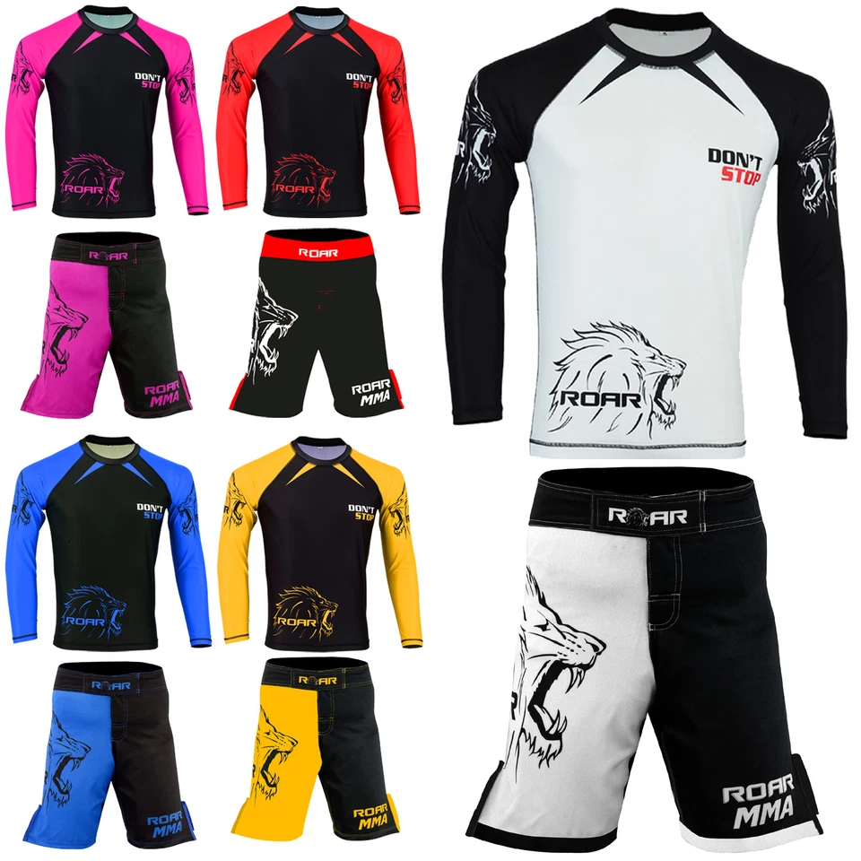 ROAR BJJ Compresión Protección contra Erupciones MMA Lucha Boxeo Pantalones Cortos Atléticos Fitness Gimnasio Foto 2 de 3