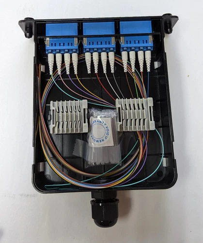 Universal LGX Pigtailed Splice Cassette 12 fiber, LC/UPC Quad (Blue) SM BIF