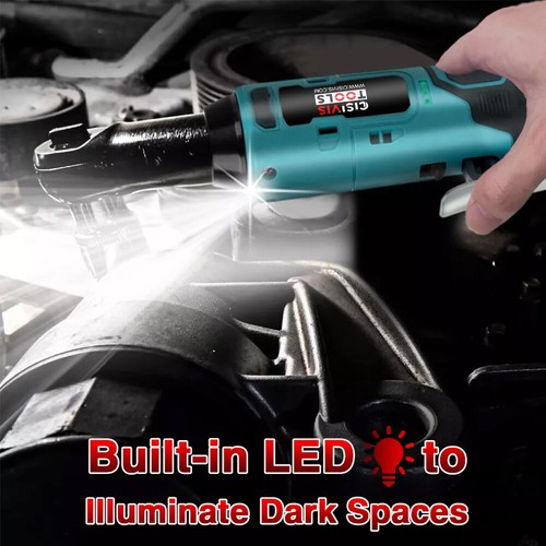100Nm Electric Cordless Right Ratchet 3/8" 90° Angle Wrench 2 Battery DIY Tool - Picture 14 of 17