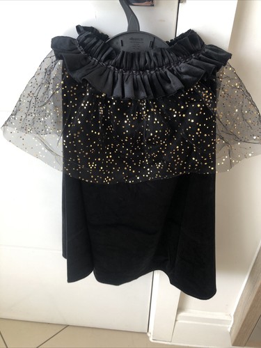 Zara Kids Black With Gold & Silver Stars Tulle Witch Cape. One Size - Picture 4 of 12