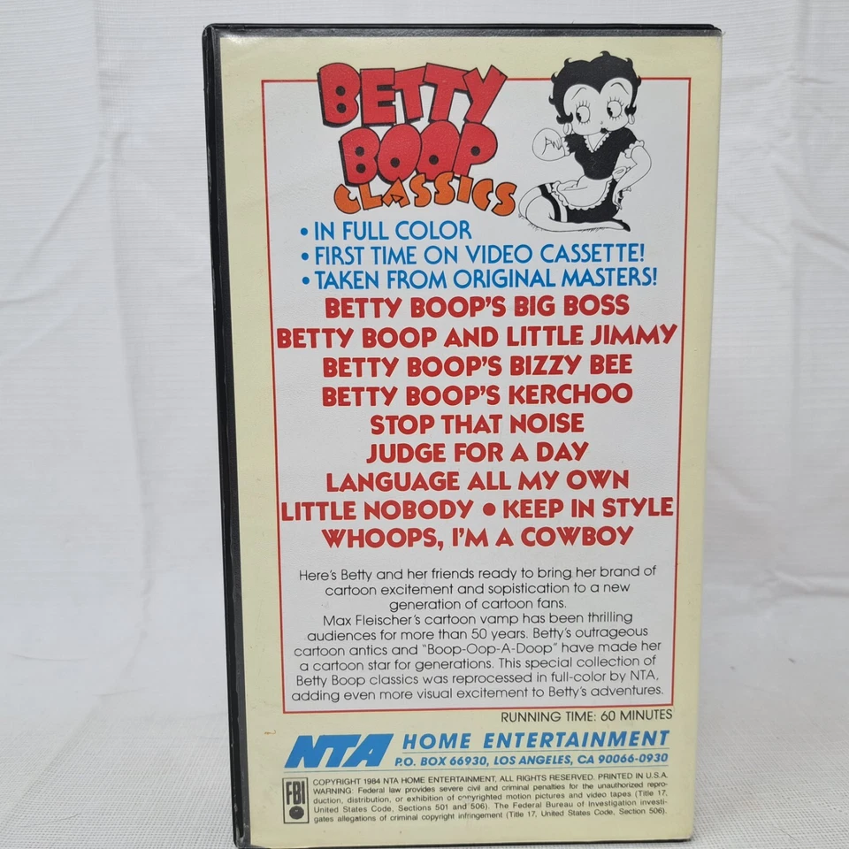 Betty Boop Cartoon Classics VHS 1984 First time on Video Cassette - Image 2 of 4