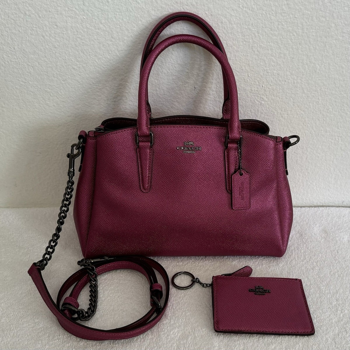 COACH Mini Sage Carryall Metallic Magenta Fuchsia Leather