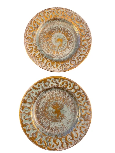 MCM Stangl Pottery Pair of Saucers Antique Gold 5.5"