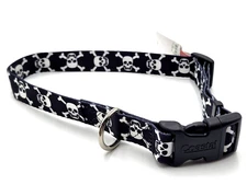 Coastal Pet Styles Black Skulls Large 18-26" Adjustable Nylon EZ Snap Dog Collar