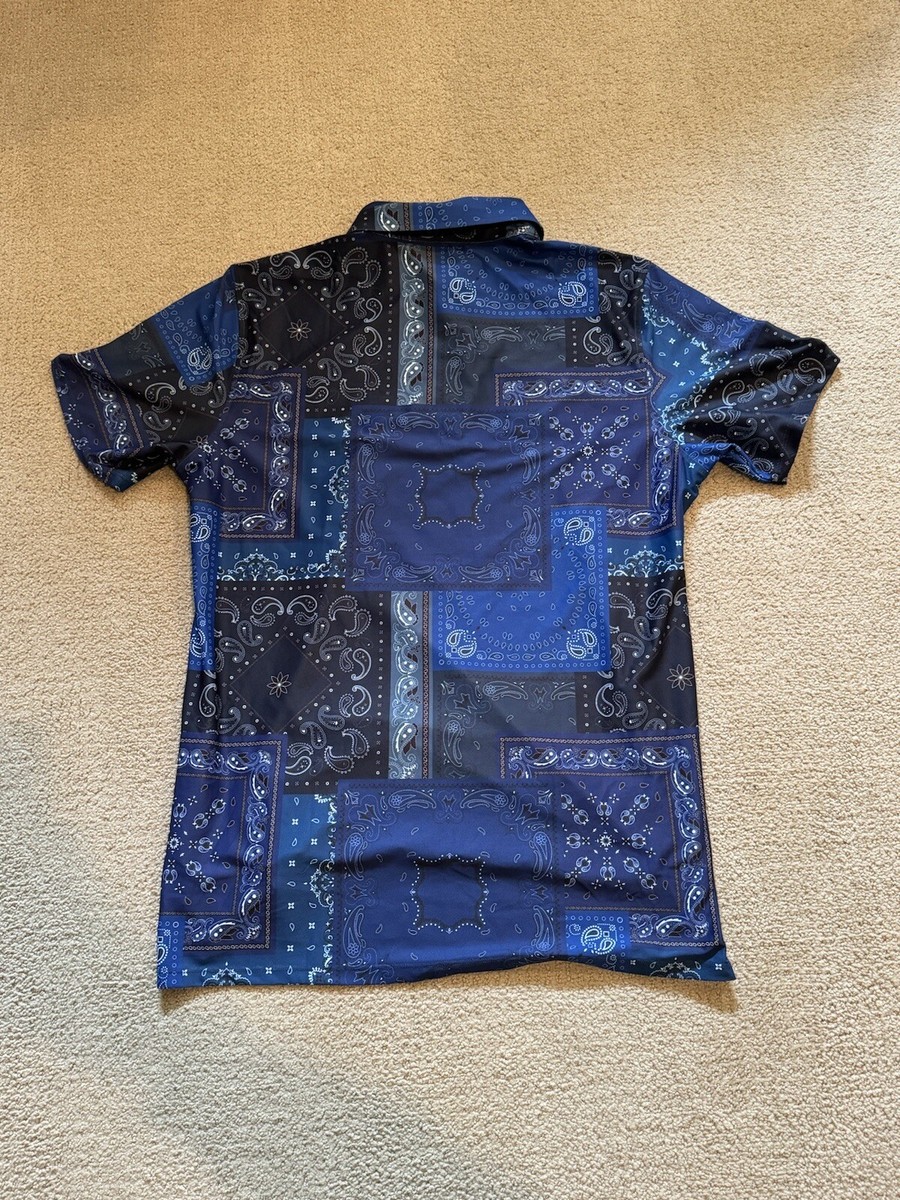 【美品】G/FORE SHORT SLEEVE T-SHIRTS BANDANA G/FORE Golf Bandana Print Tech Pique Slim Fit Mens XL