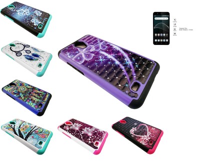 Tempered Glass + Sparkle Phone Case Cover For AT&T AXIA QS5509A / Cricket Vision