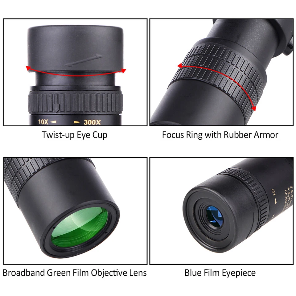 40mm Monocular Telescope 10-300X Monocular With BAK4 Prism For Bird Watching - Image 3 of 4
