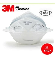 25pcs 3M VFlex Respirator 9105 Face Mask NIOSH N95 Level FFP2 Equiv. 