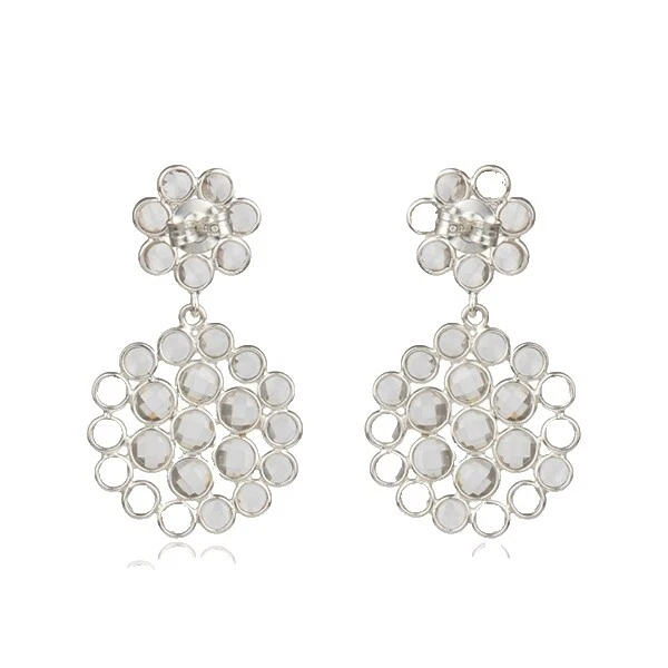 Cubic Zirconia Piedra Pendientes De Aro Hechos a Mano