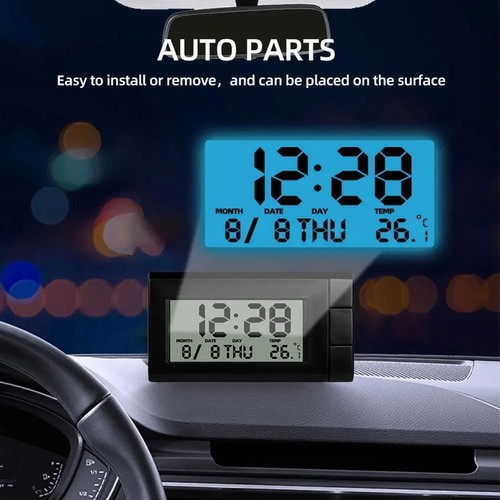 Mini LCD Screen Digital Clock 2in1 Interior Car Auto Desk Z4U3 Temperature Y2L2 - Picture 3 of 15