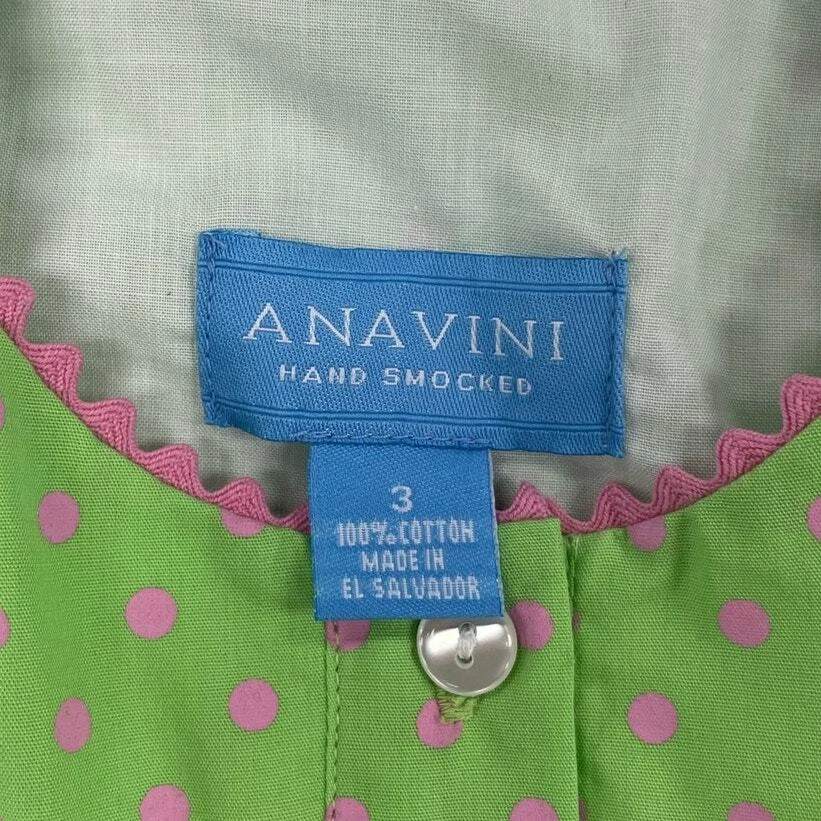 Top manga corta Anavini estampado de lunares verde y rosa ajustado a mano para niñas 3 Foto 3 de 3