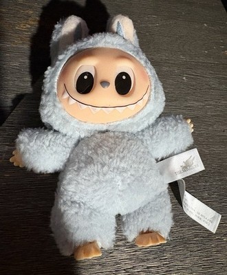New Exciting Macaron Plushie Opened Box Blue/gray Colored Vinyl Face keychain 