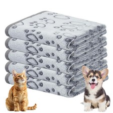 Washable Dog Blanket Soft and Warm Flannel 76 52cm Grey 5 Pieces