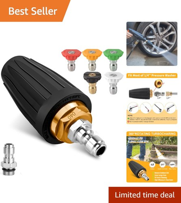 #ad 360° Rotating Turbo Nozzle Kit 5 Quick Connect Tips for Ultimate Pressure Wash $33.99