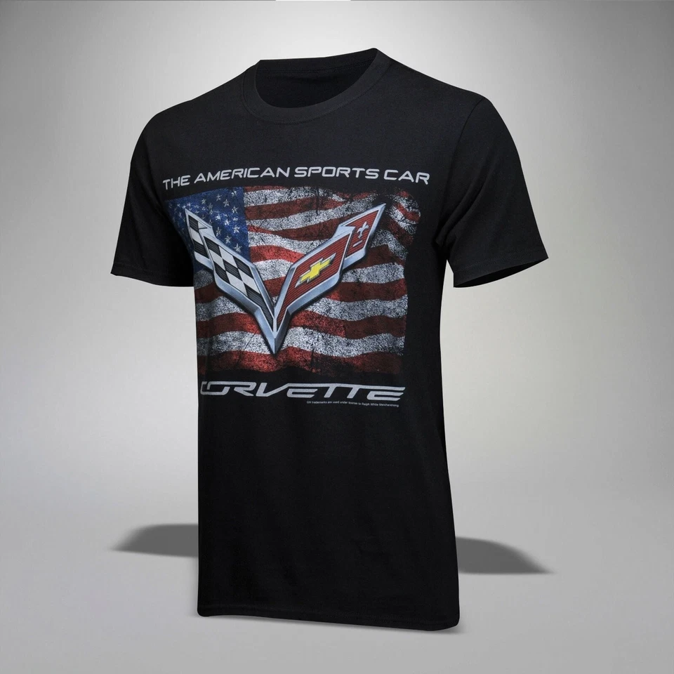 Camiseta Corvette C7 2014-2019 para hombre vintage bandera de Estados Unidos con logotipo y escritura 637646 Foto 2 de 4