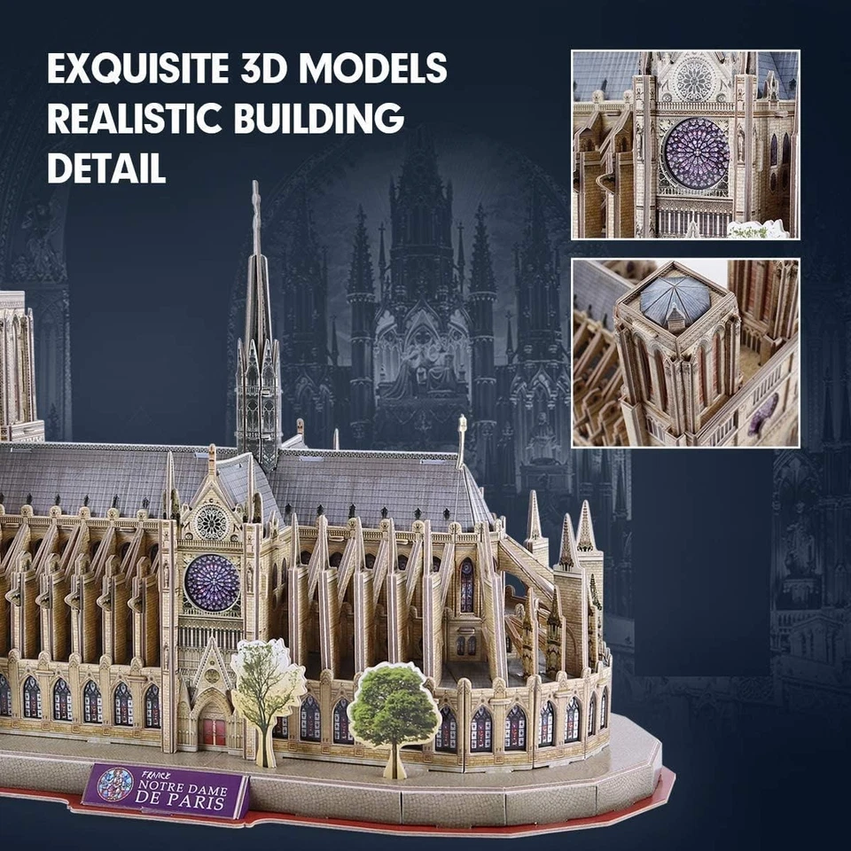 CubicFun 3D Puzzles for Adults Notre Dame de Paris Model Kits 128 Pieces,...  - Image 3 of 4