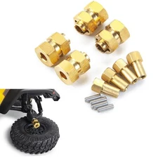 FLYXM Brass Extended Wheel Hubs Hex Adapter +4mm for 1/24 RC Axial SCX24 90081