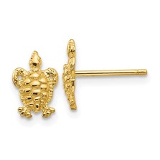 14K Yellow Gold Mini Turtle Shape Fancy Stud Earring Earrings 9mm, W 6mm